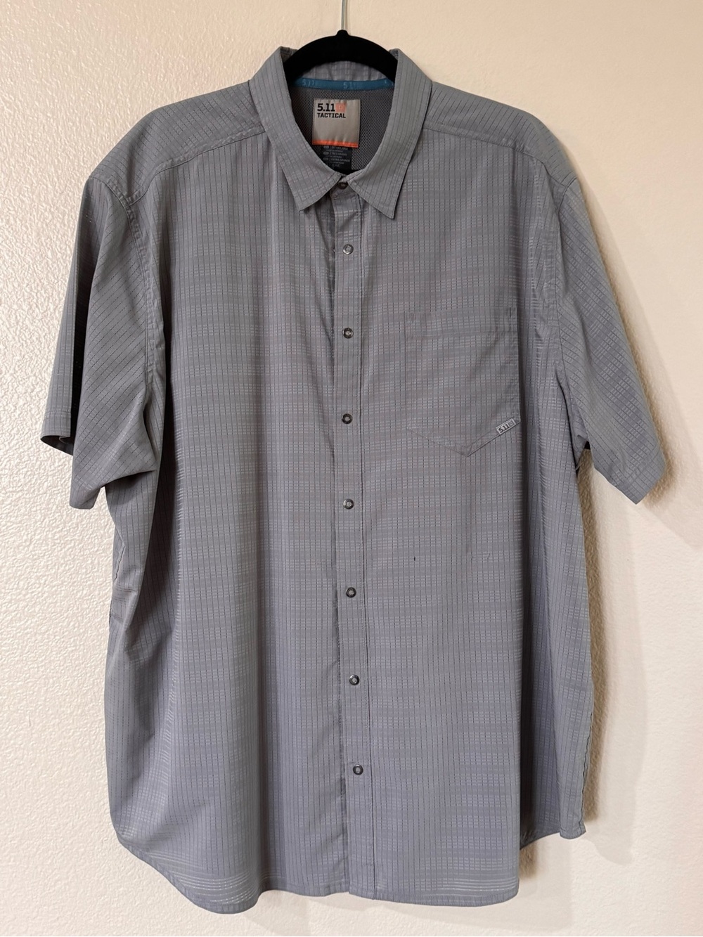 5.11 Tactical Men's 2XL Aerial SS Shirt Storm Gray Grid